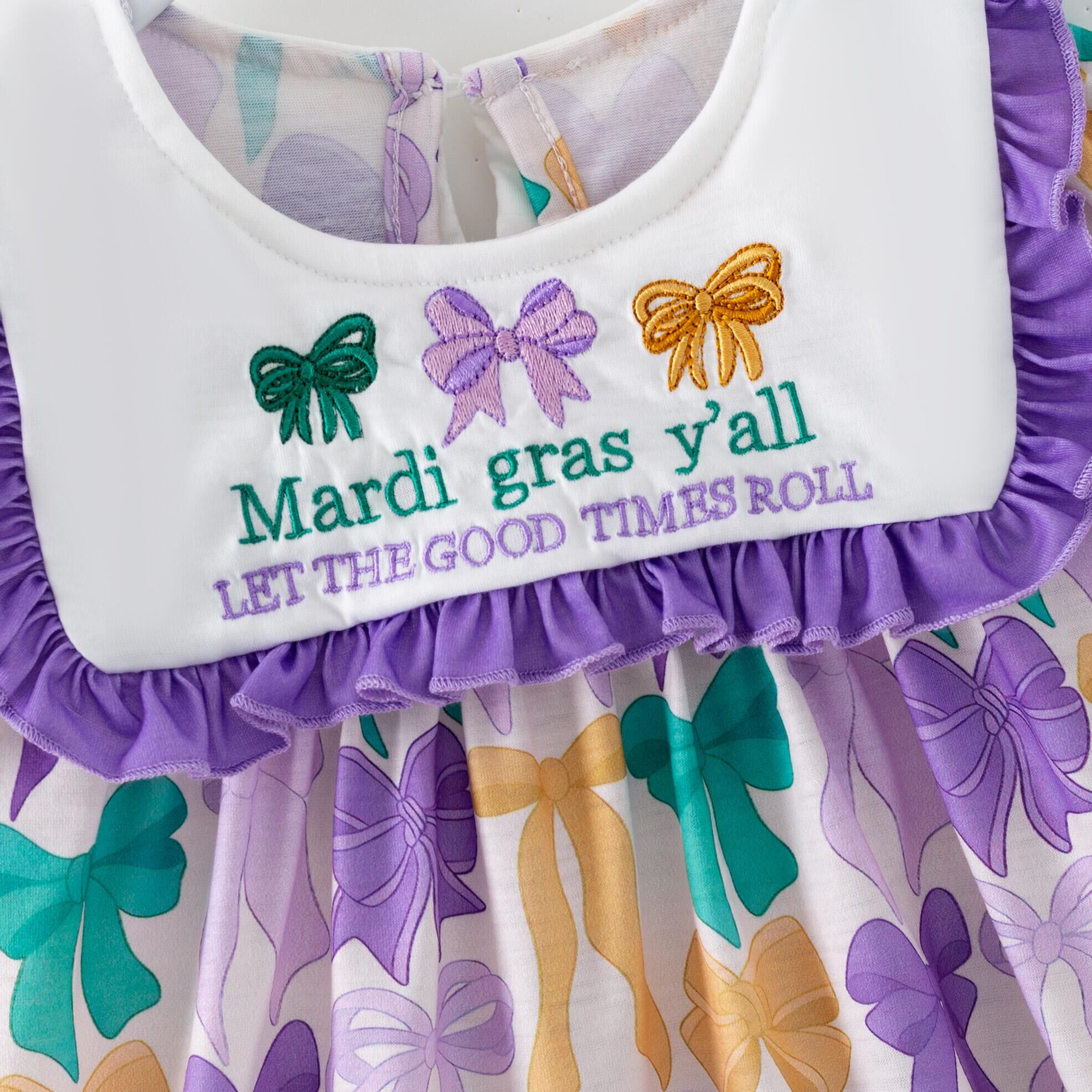 （Pre Order,Prepack Zone）Family Mardi Gras Embroidery Dress&Romper（Mix Size）