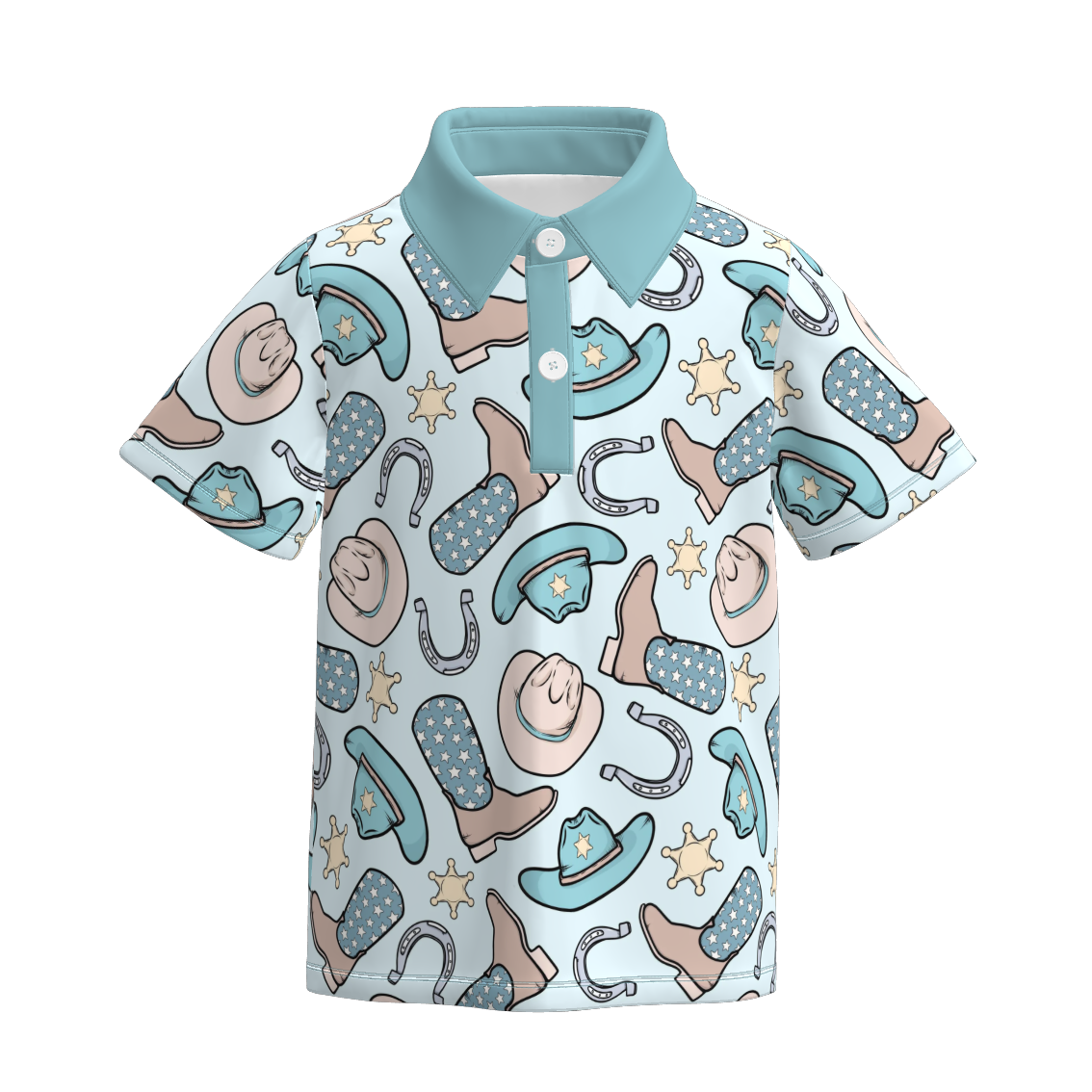 （Pre Order）Brothers Spring and Summer Cowboy Print Romper＆Top