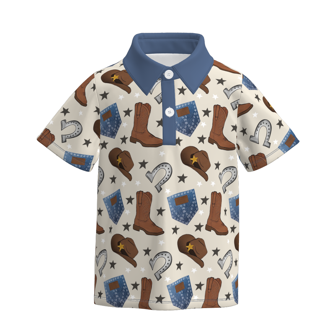 （Pre Order）Brothers Spring and Summer Cowboy Print Romper＆Top