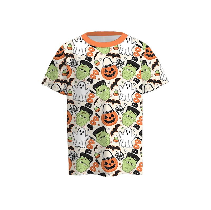 （Pre Order）Boys Halloween Pumpkin Print Top