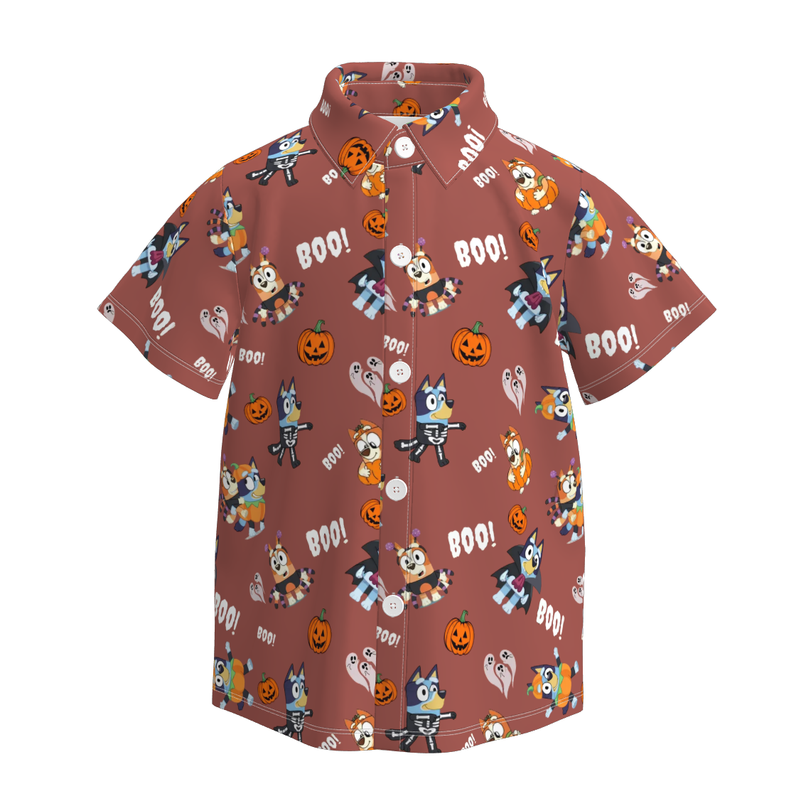 （Pre Order）Boys Halloween Cartoon Print Four-way Stretch Shirt
