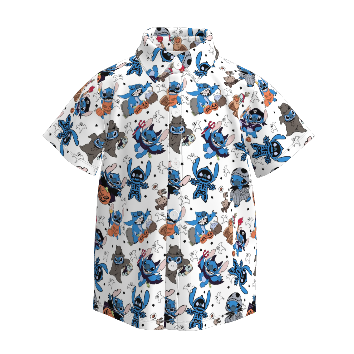 （Pre Order）Boys Halloween Cartoon Print Four-way Stretch Shirt