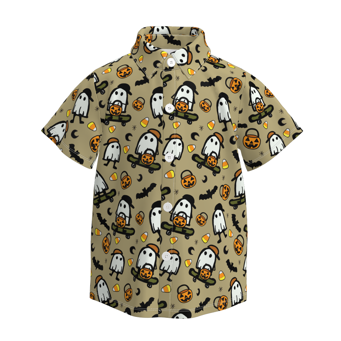 （Pre Order）Boys Halloween Cartoon Print Four-way Stretch Shirt