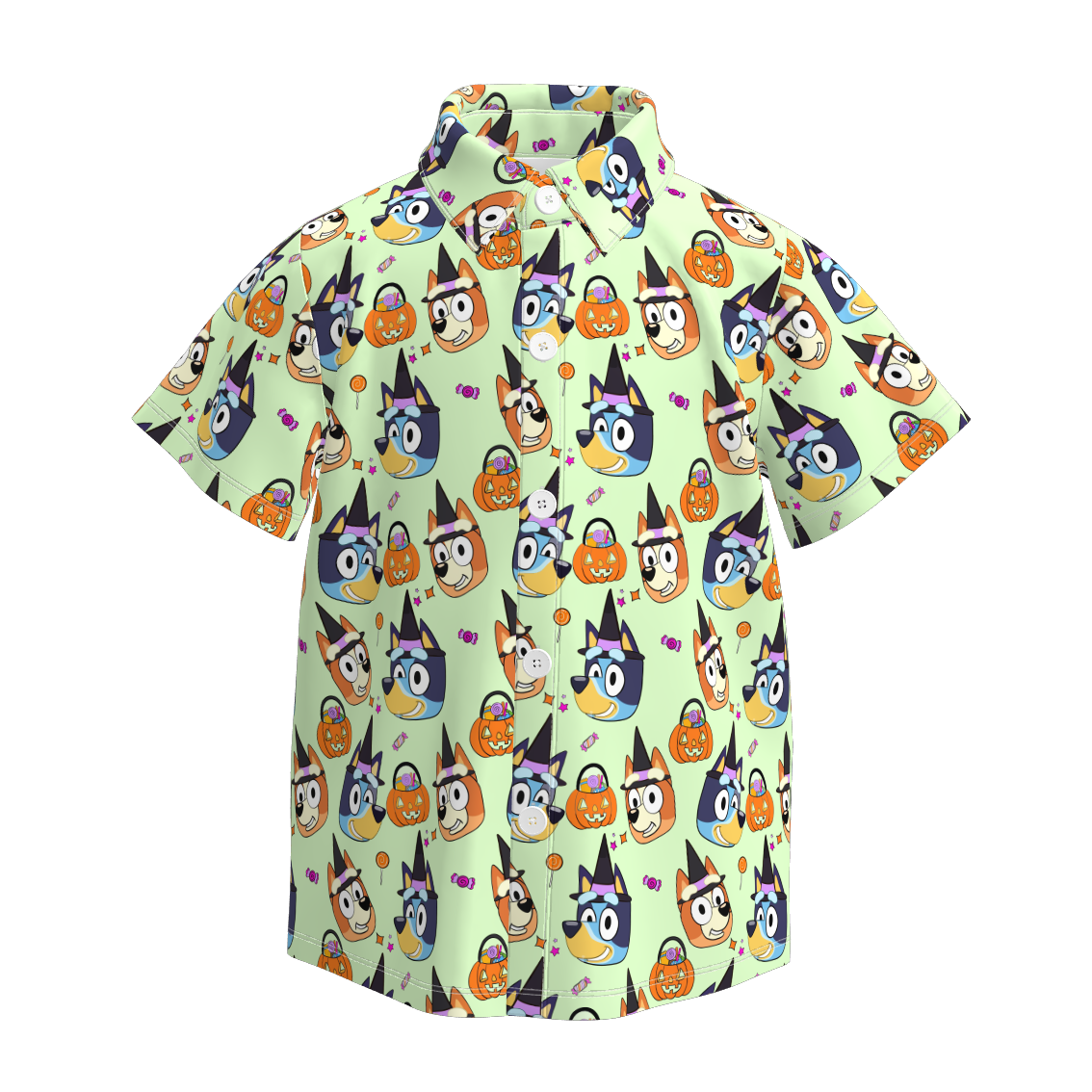 （Pre Order）Boys Halloween Cartoon Print Four-way Stretch Shirt