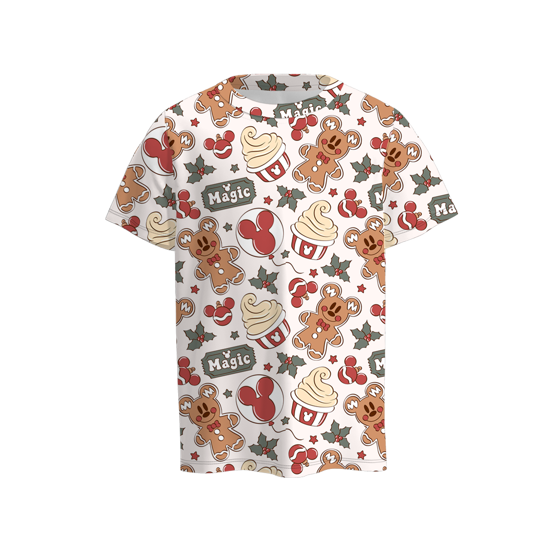 （Pre Order）Family Christmas Gingerbread Print Dress,Set＆Top
