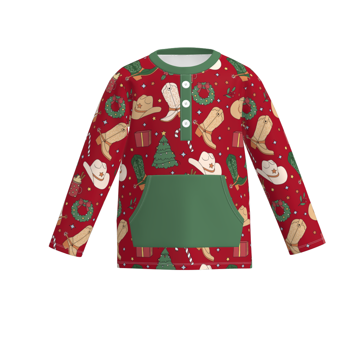 （Pre Order）Brothers Christmas Print Top&Romper with Pockets
