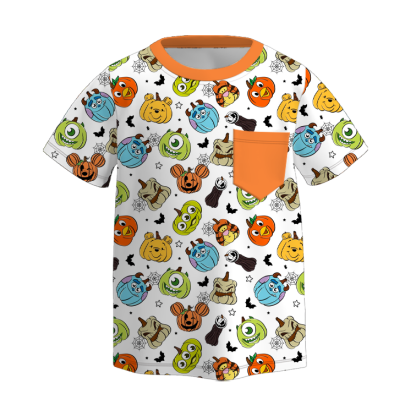 （Pre Order+Prepack Zone）Brothers Halloween Pumpkin Print Top&Romper