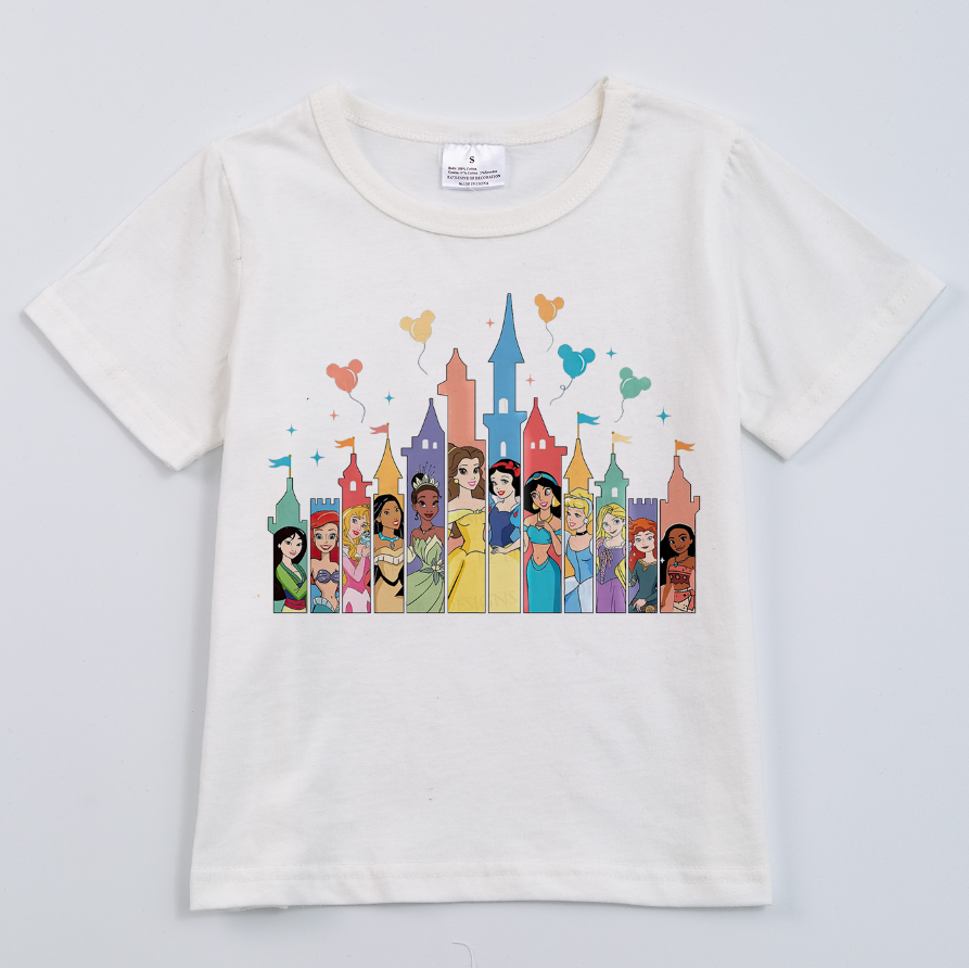 (Pre Order)Cute Cartoon Print Short Sleeve T-Shirt for Girls - Summer