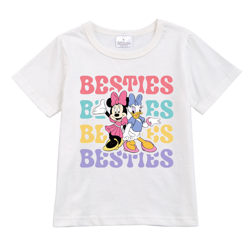 (Pre Order)Exclusived Summer Girls' Minnie Printed Cotton T-Shirts