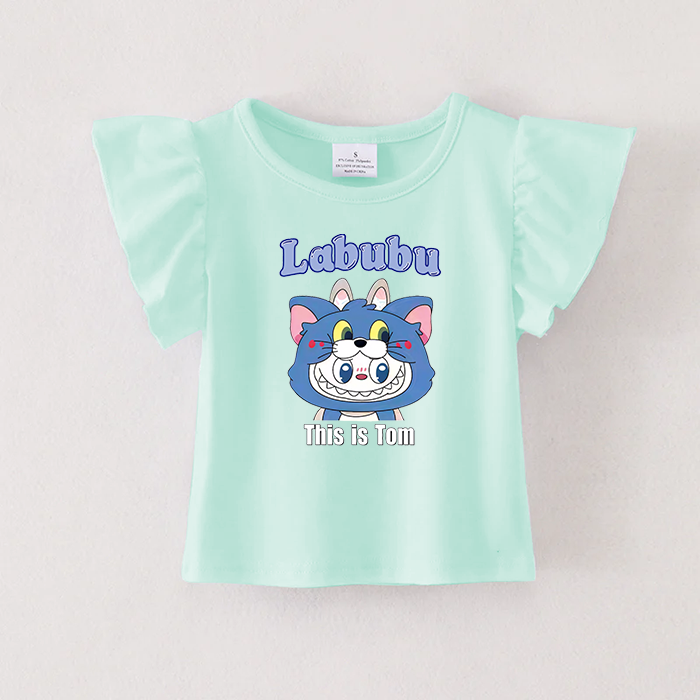 （Pre Order）Girls Spring and Summer Cartoon Print Ruffles Top