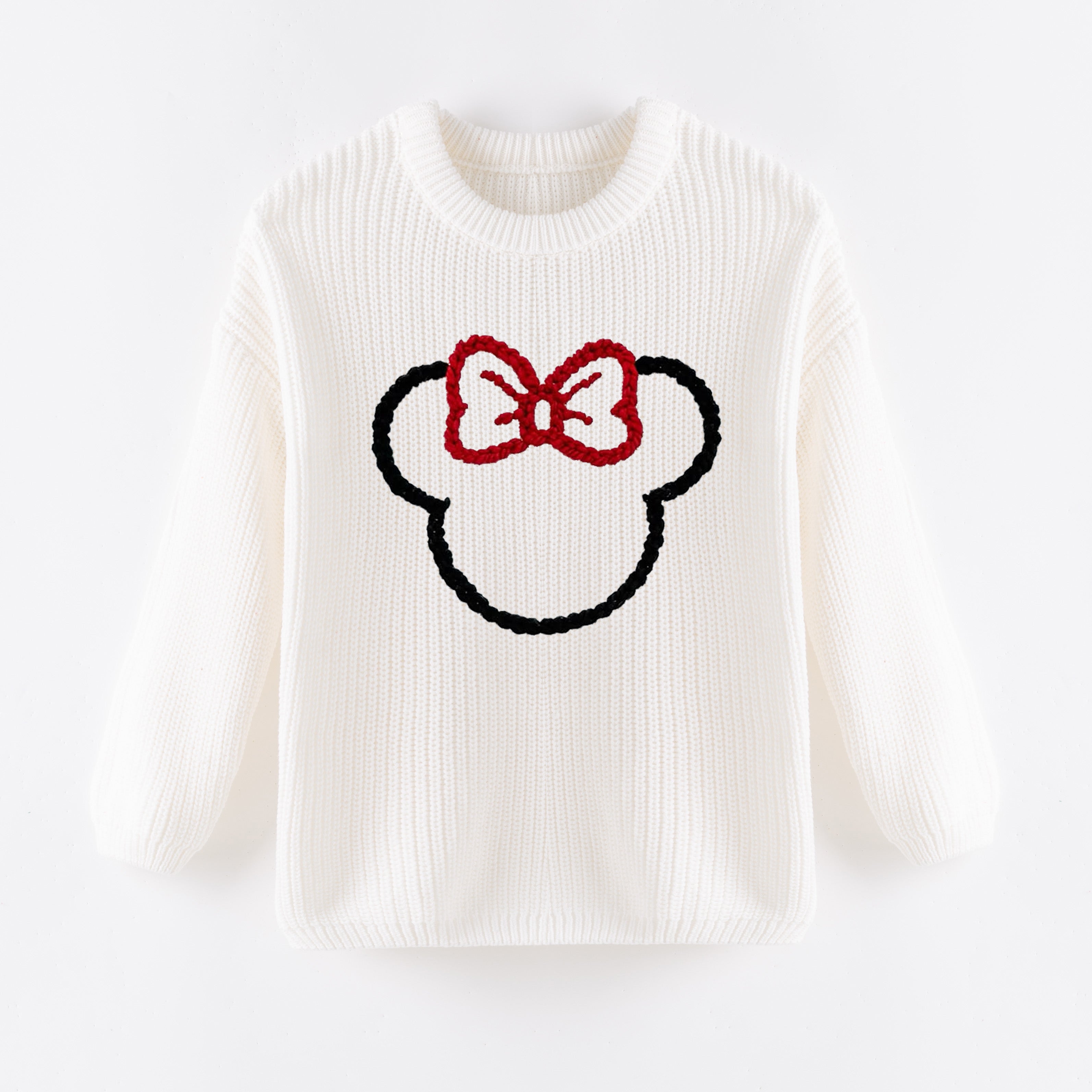 （In Stock+Pre Order）Girls Fall&Winter White Solid Color Custom Embroidery Sweater