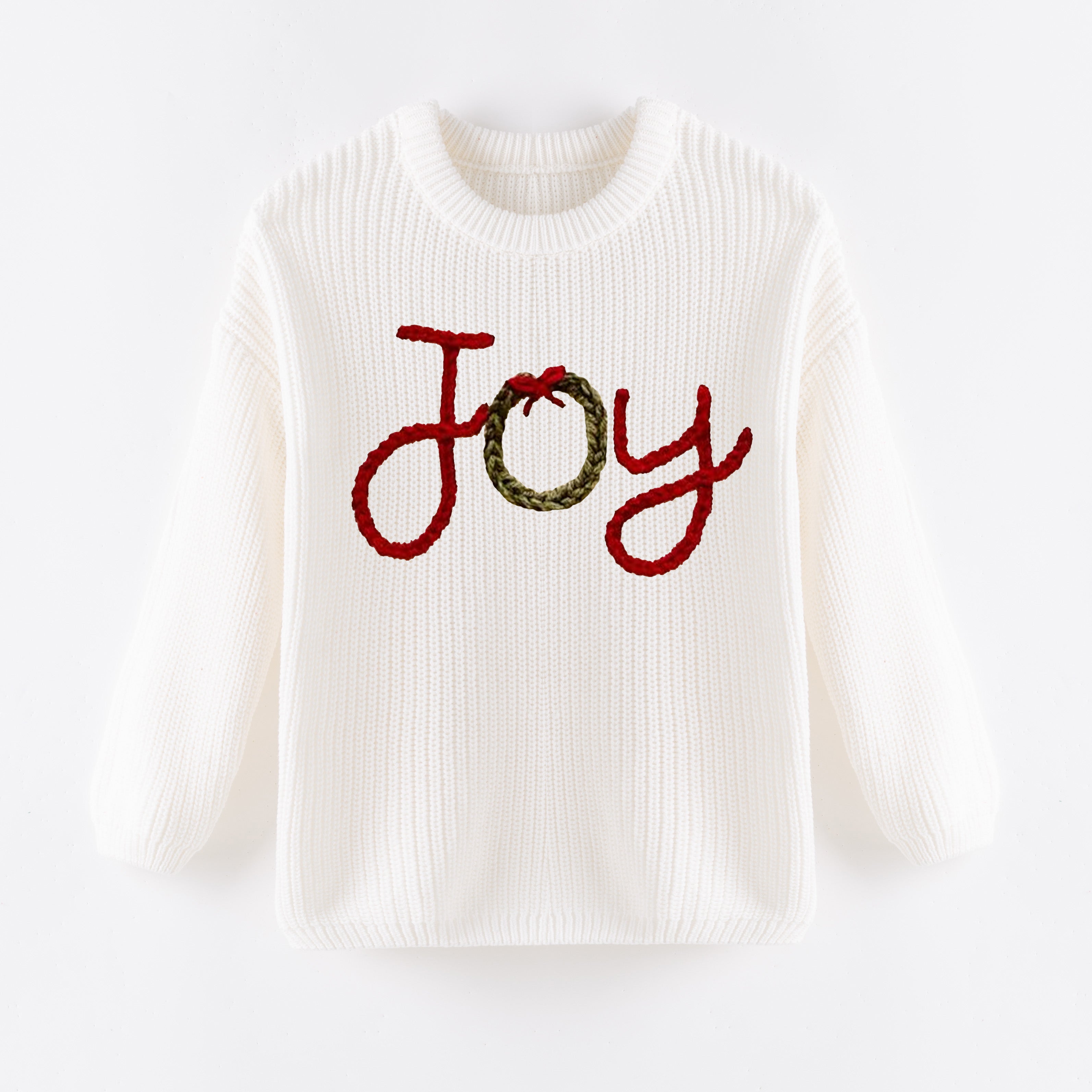 （In Stock+Pre Order）Girls Fall&Winter White Solid Color Custom Embroidery Sweater