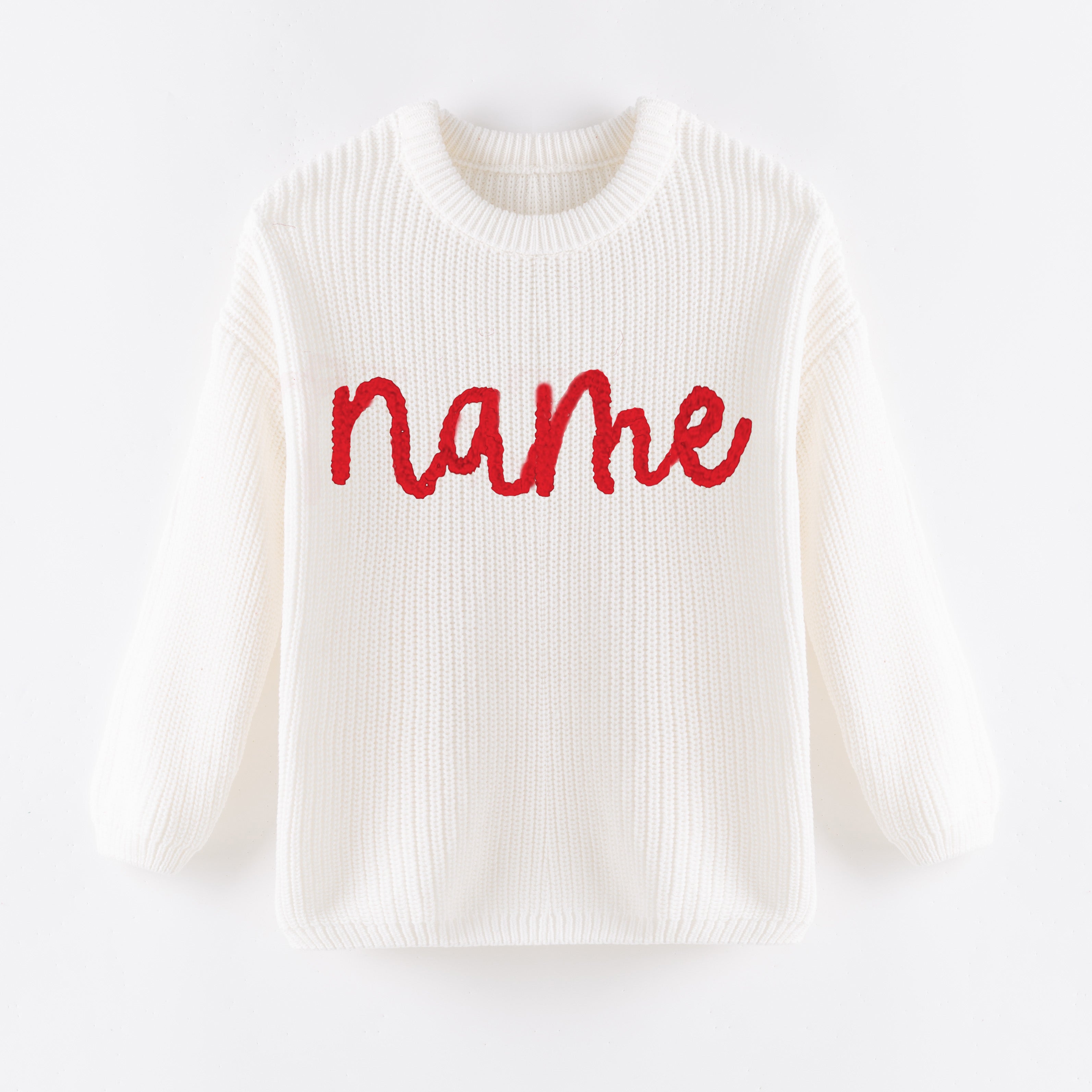 （In Stock+Pre Order）Girls Fall&Winter White Solid Color Custom Embroidery Sweater