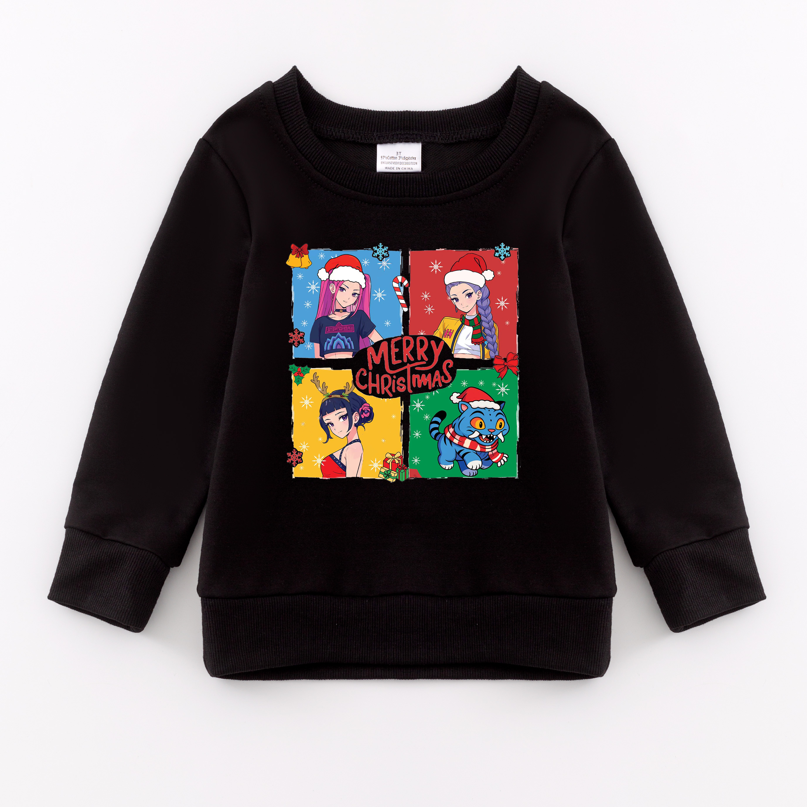 （Pre Order）Girls Christmas Movie Character Print Cotton Sweatshirt