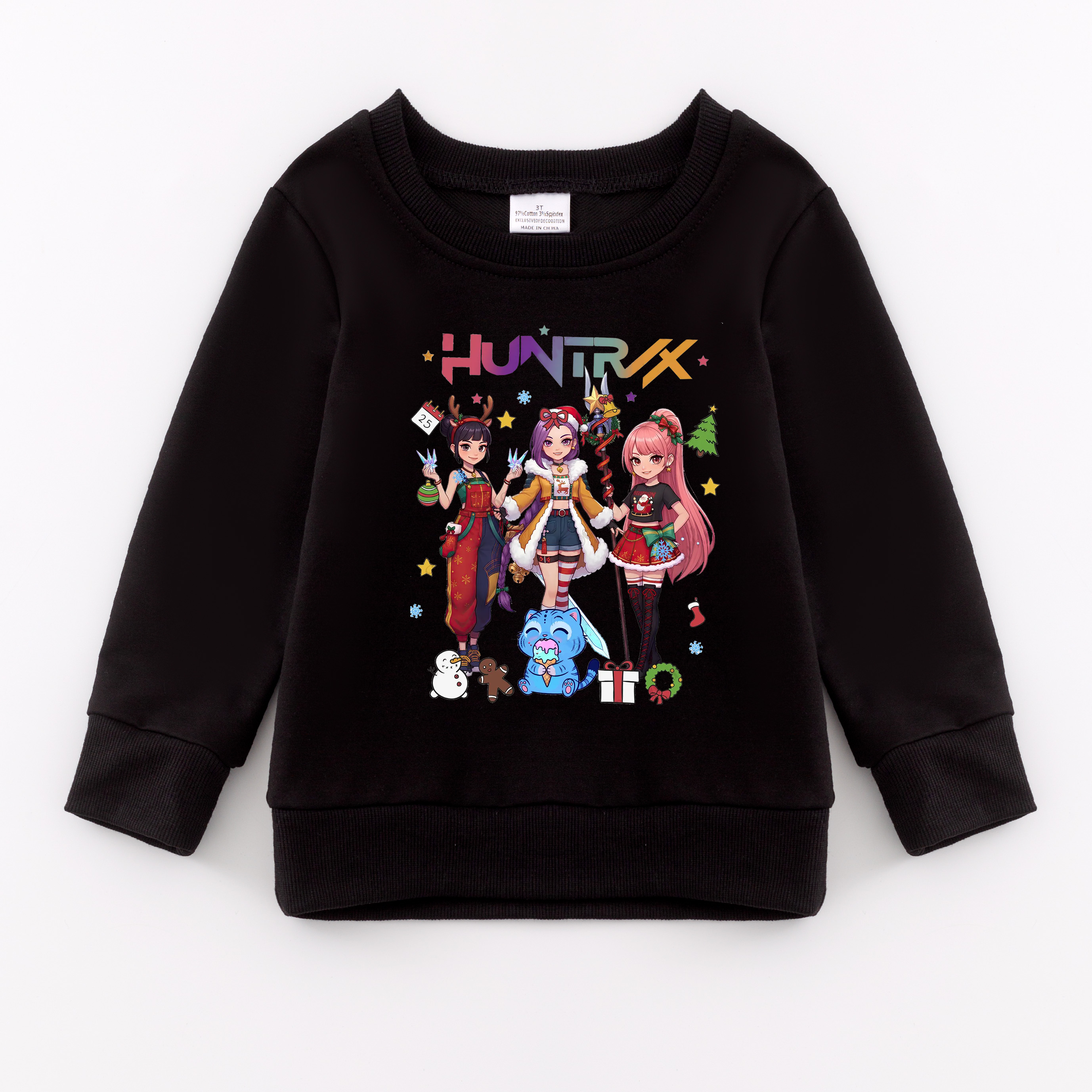 （Pre Order）Girls Christmas Movie Character Print Cotton Sweatshirt