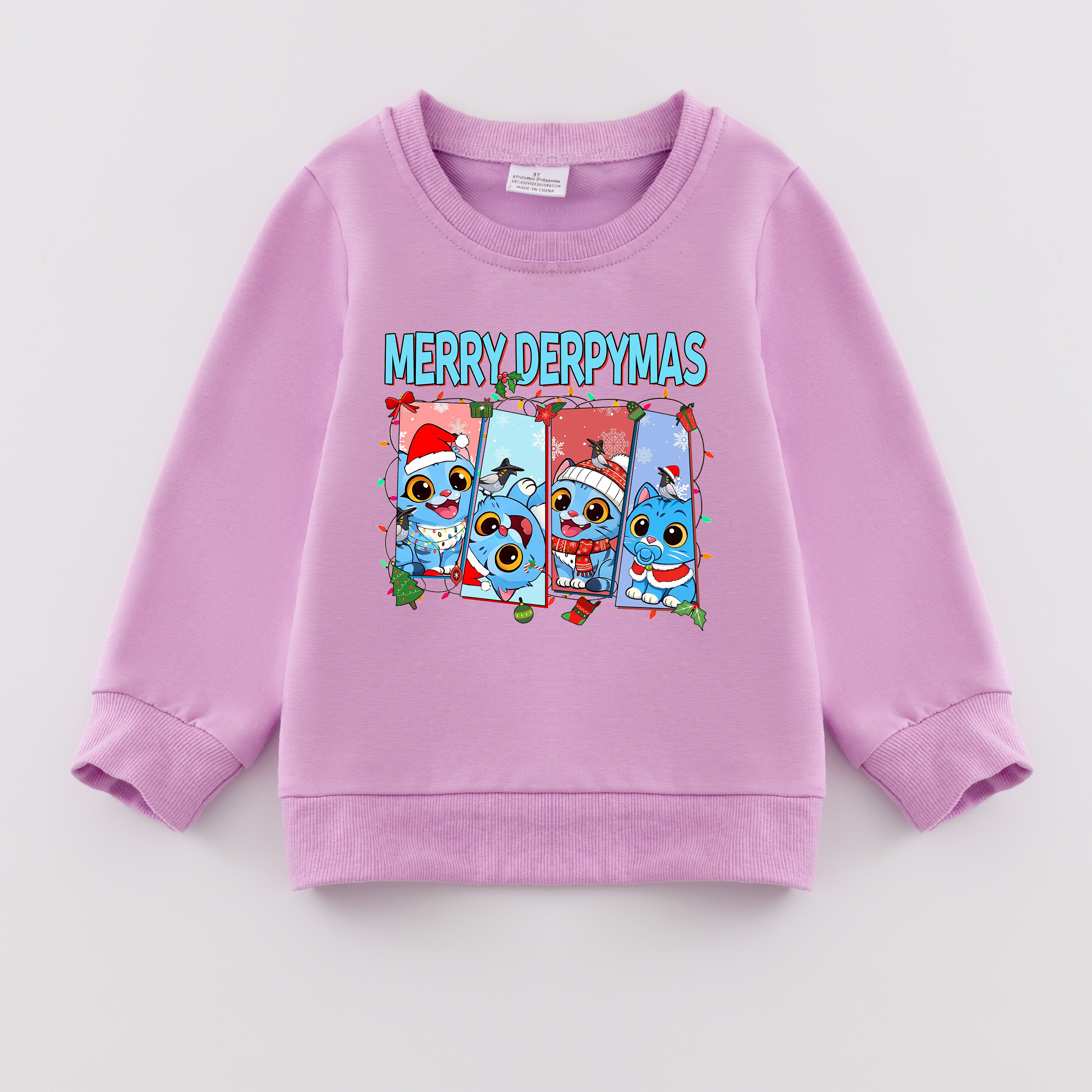 （Pre Order）Girls Christmas Movie Character Print Cotton Sweatshirt