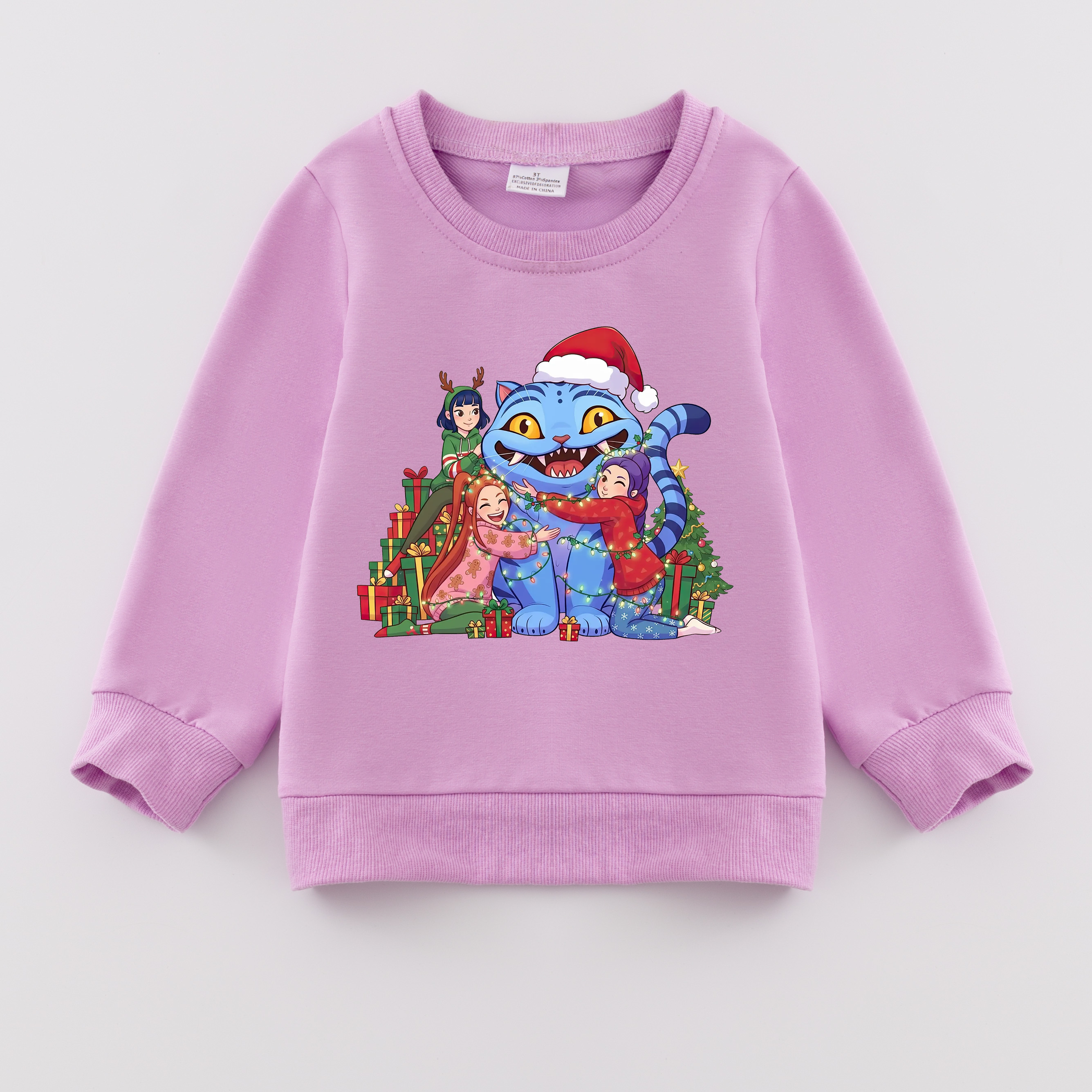 （Pre Order）Girls Christmas Movie Character Print Cotton Sweatshirt