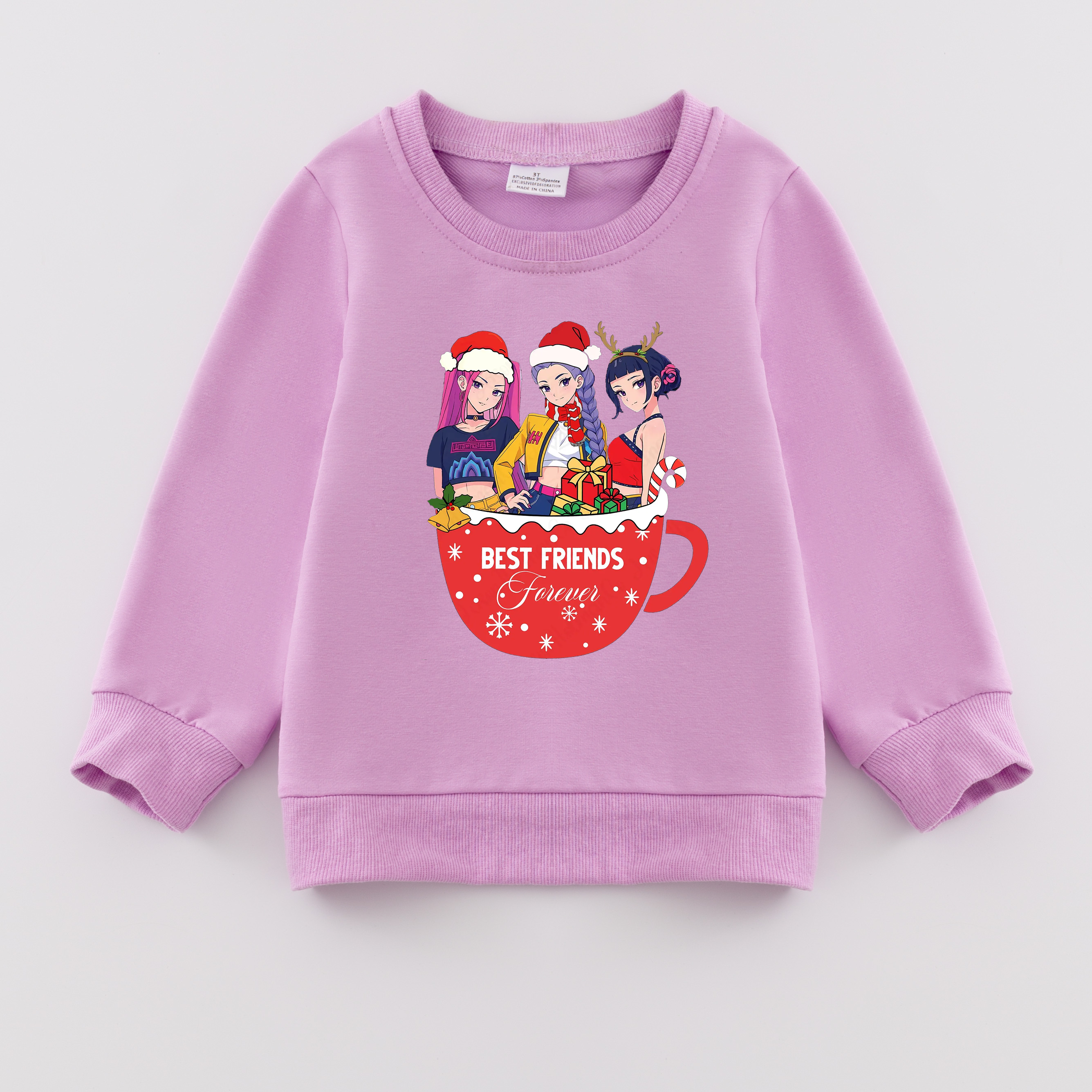 （Pre Order）Girls Christmas Movie Character Print Cotton Sweatshirt