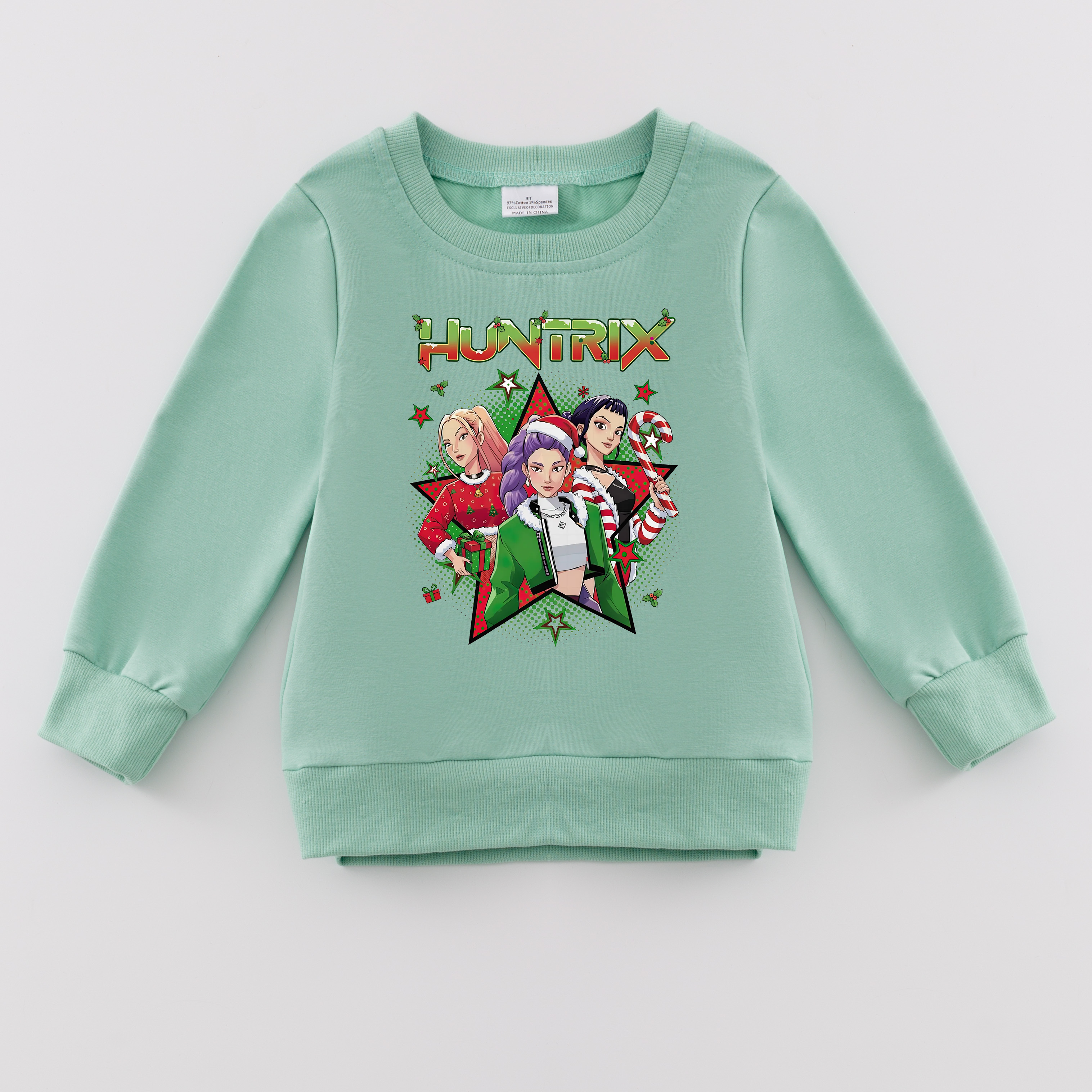 （Pre Order）Girls Christmas Movie Character Print Cotton Sweatshirt