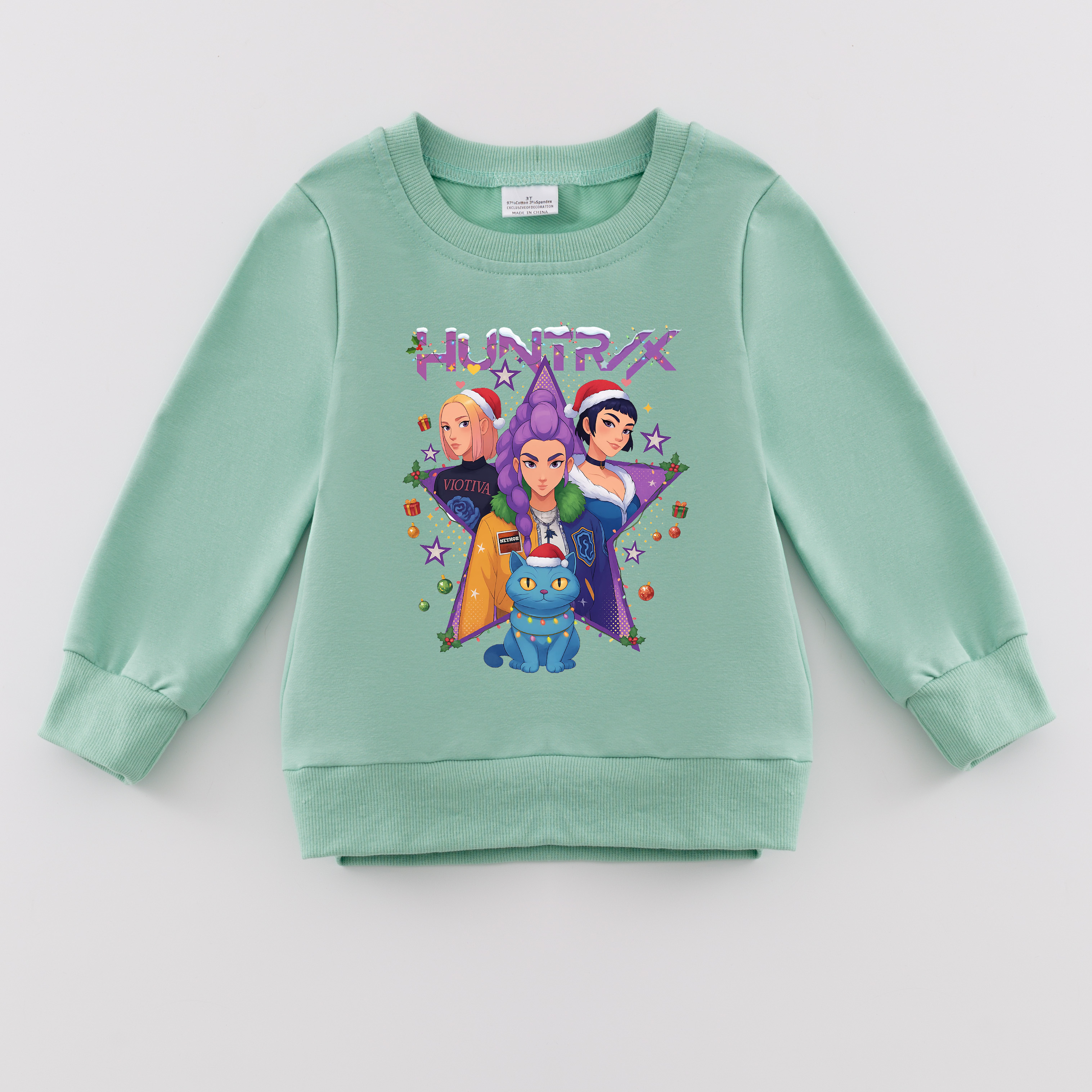 （Pre Order）Girls Christmas Movie Character Print Cotton Sweatshirt