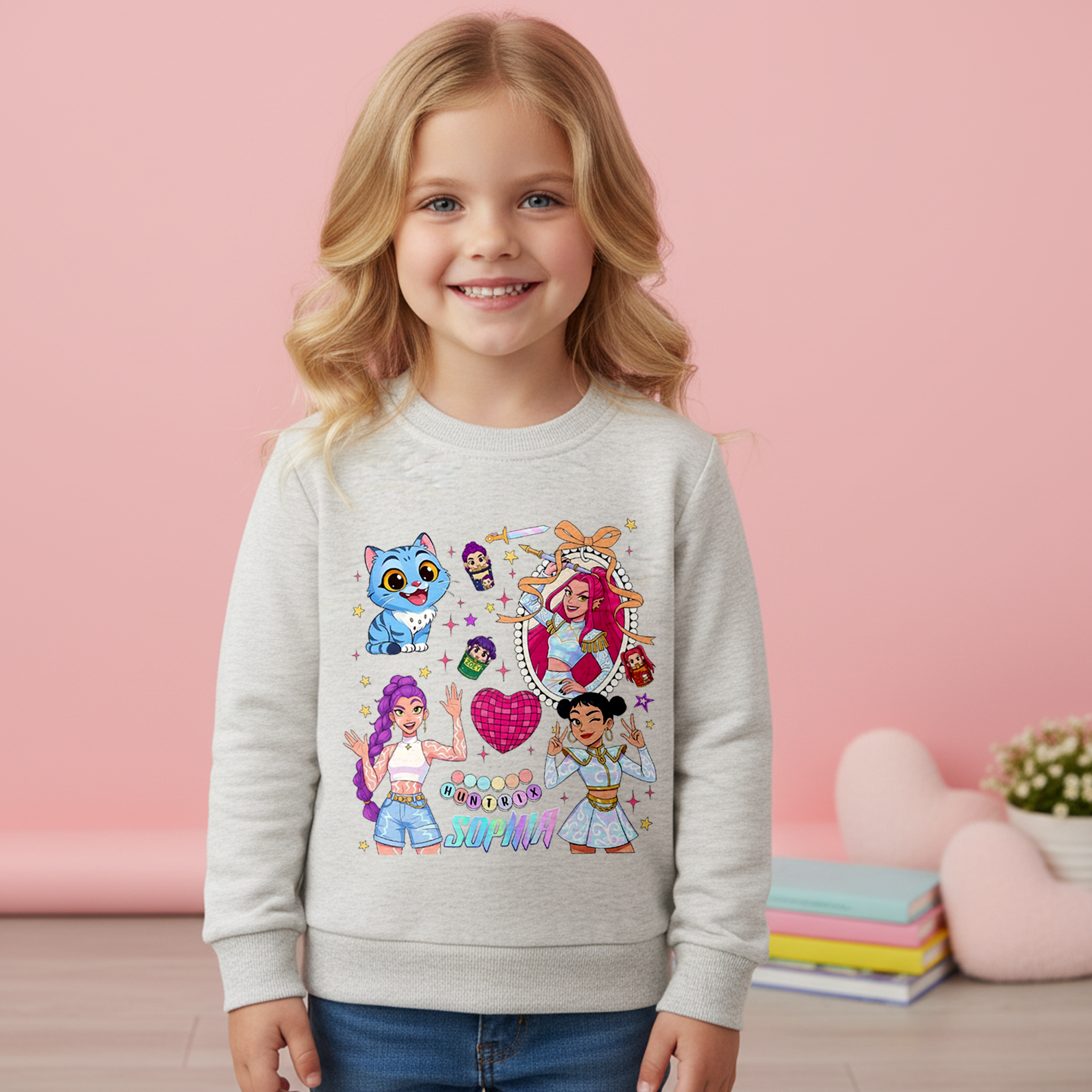 （Pre Order）Girls Movie Character Print Cotton Sweatshirt