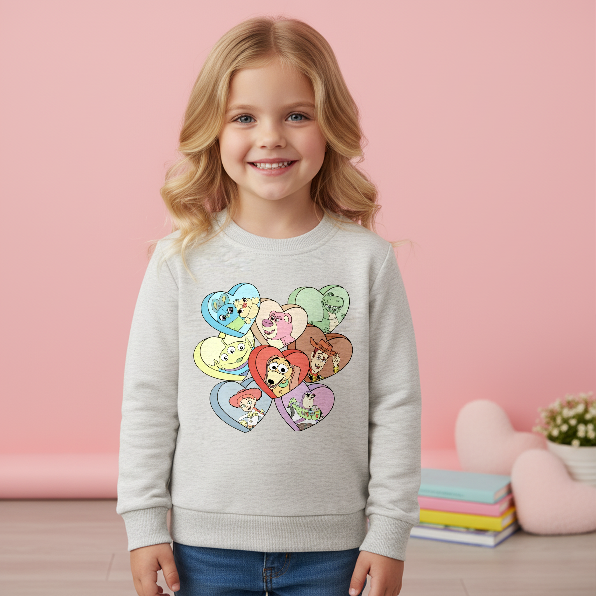 （Pre Order）Girls Valentine's Day Print Cotton Sweatshirt