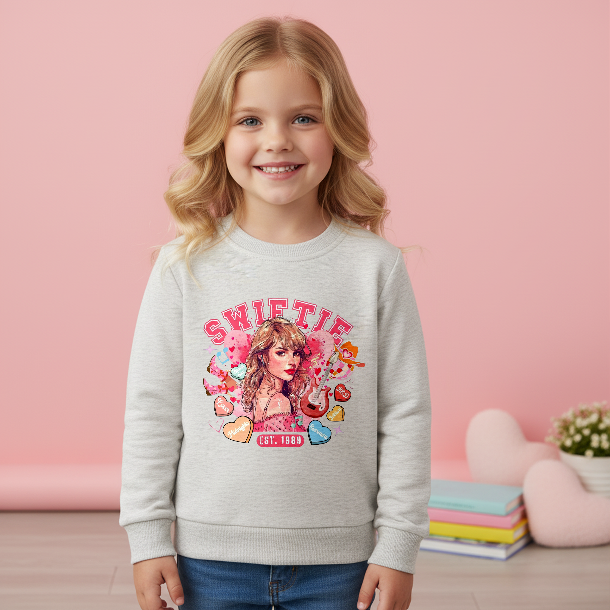 （Pre Order）Girls Valentine's Day Print Cotton Sweatshirt