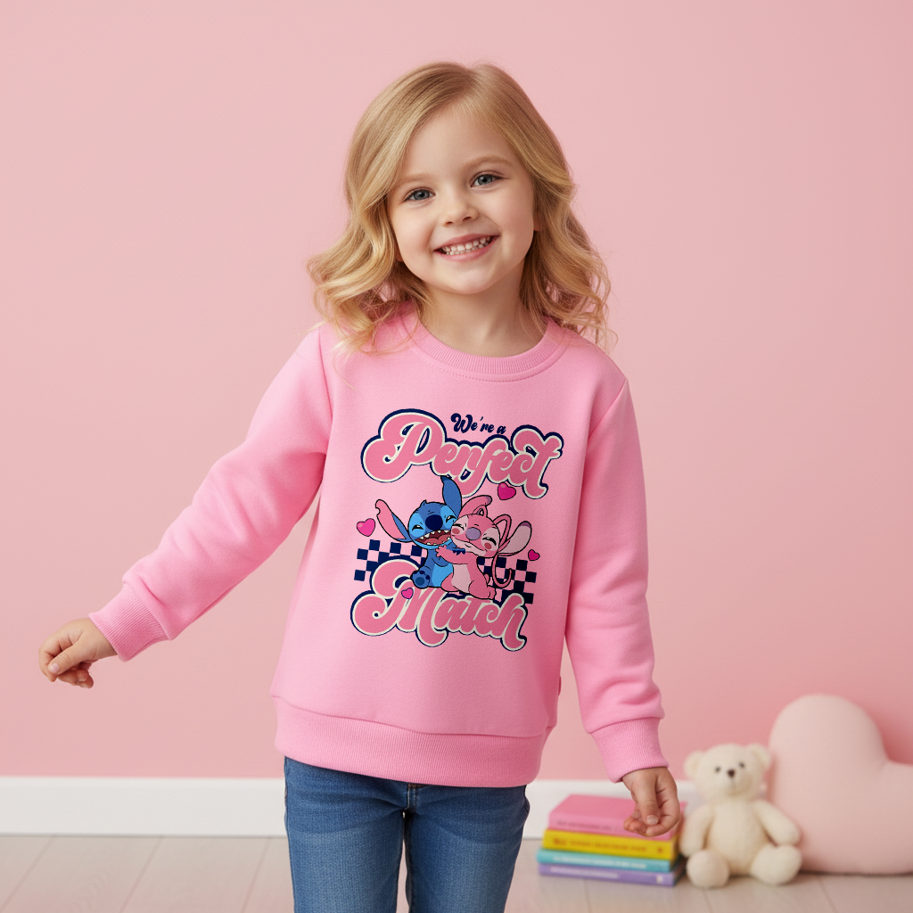 （Pre Order）Girls Valentine's Day Print Cotton Sweatshirt