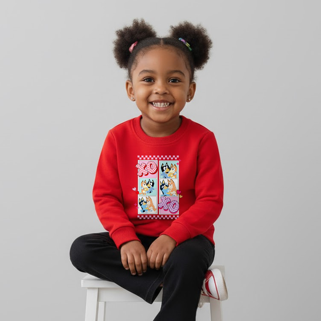 （Pre Order）Girls Valentine's Day Print Cotton Sweatshirt