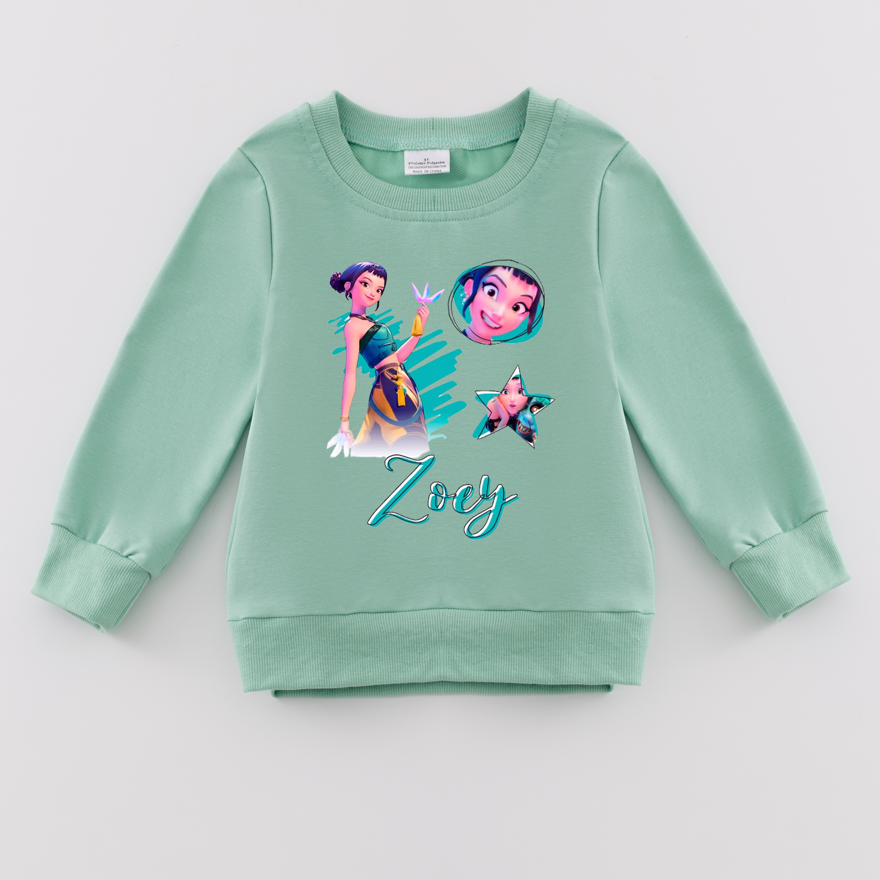（Pre Order）Girls Spring&Summer Movie Character Print Cotton Sweatshirt