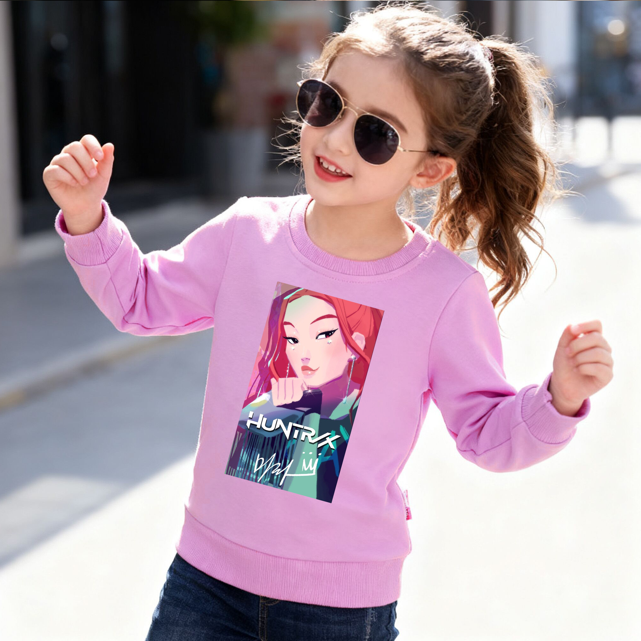 （Pre Order）Girls Spring&Summer Movie Character Print Cotton Sweatshirt