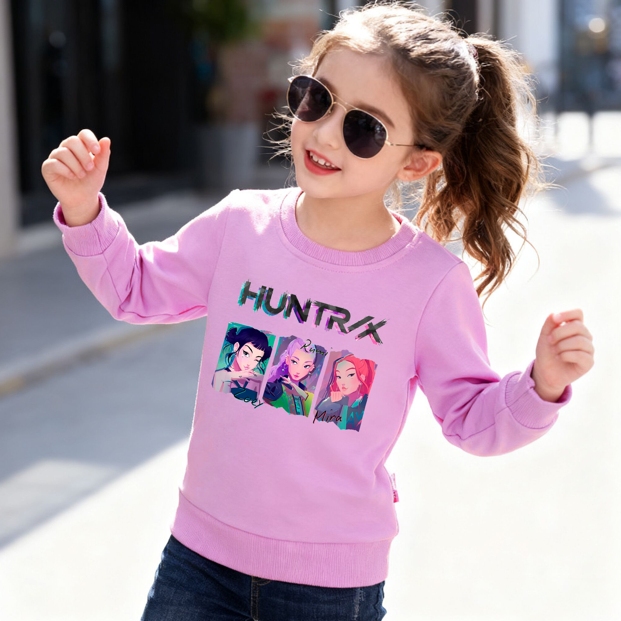 （Pre Order）Girls Spring&Summer Movie Character Print Cotton Sweatshirt