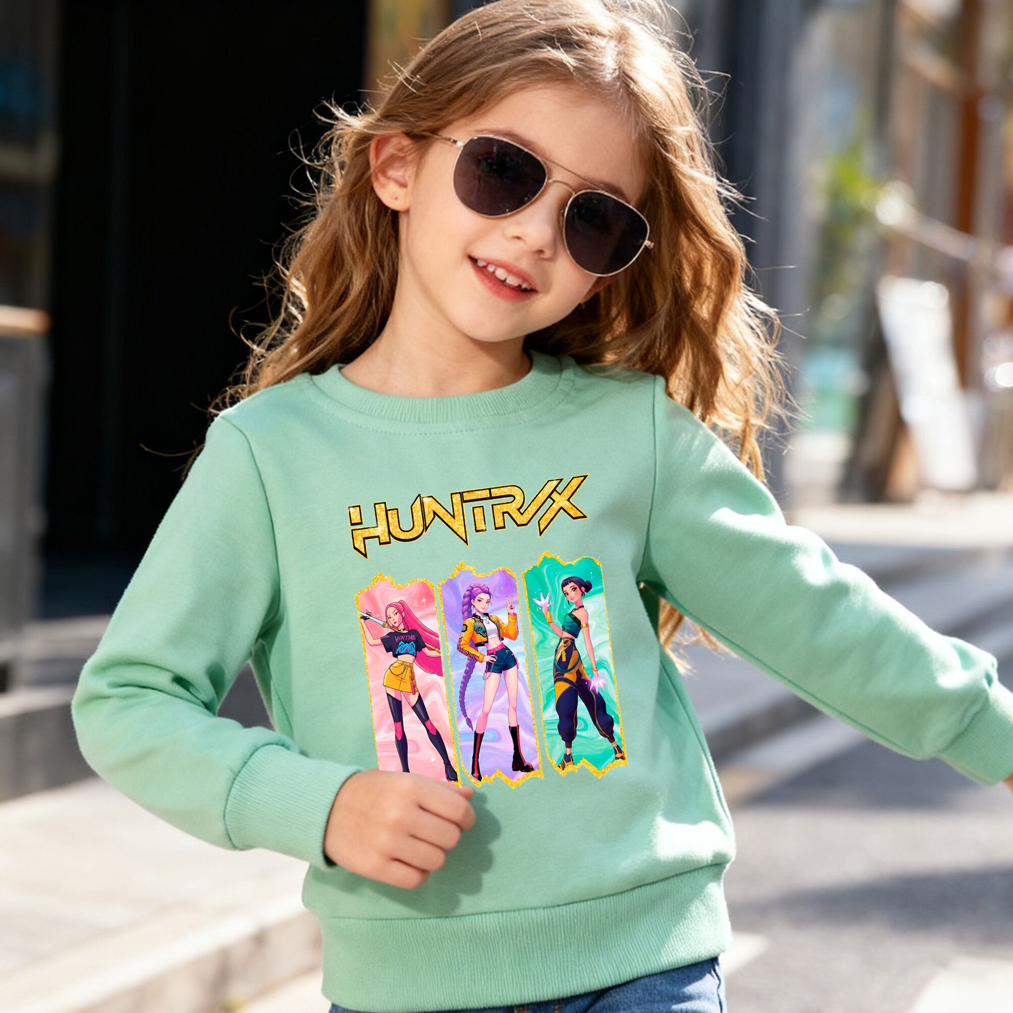 （Pre Order）Girls Spring&Summer Movie Character Print Cotton Sweatshirt