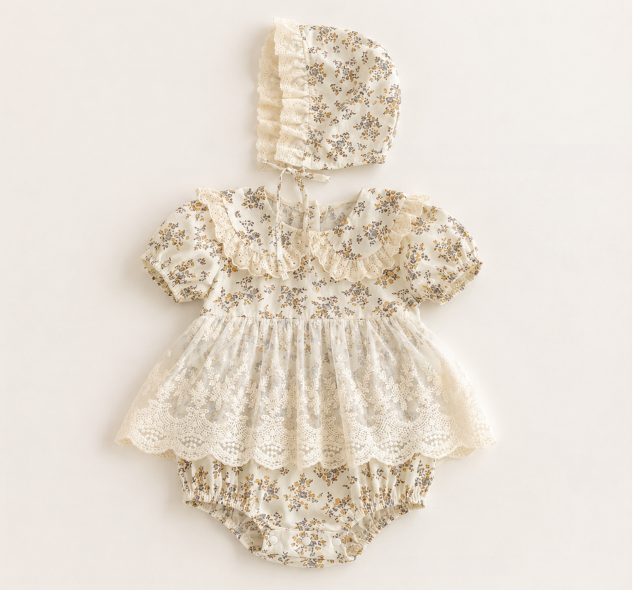 （In Production）Girls Fall Lace Ruffle Romper
