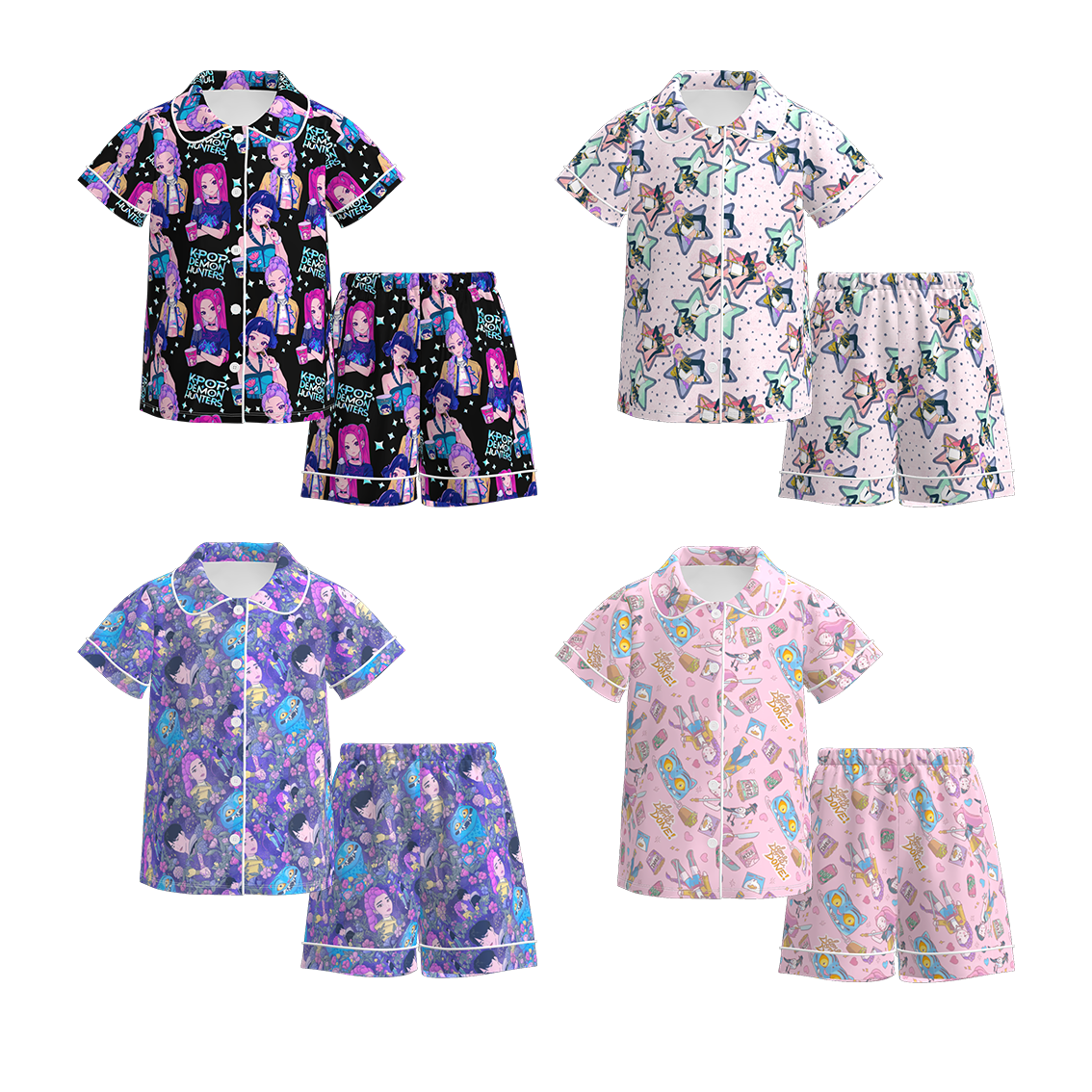 （Pre Order）Girls Spring&Summer Movie Character Print Pajamas