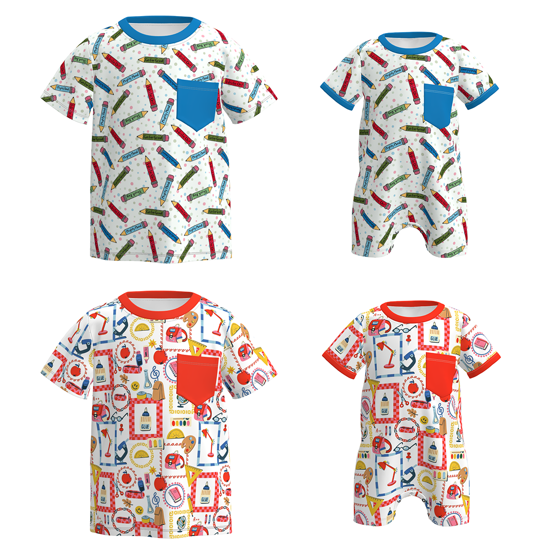 （Pre Order+Prepack Zone）Brothers Summer Back To School Print Top&Romper