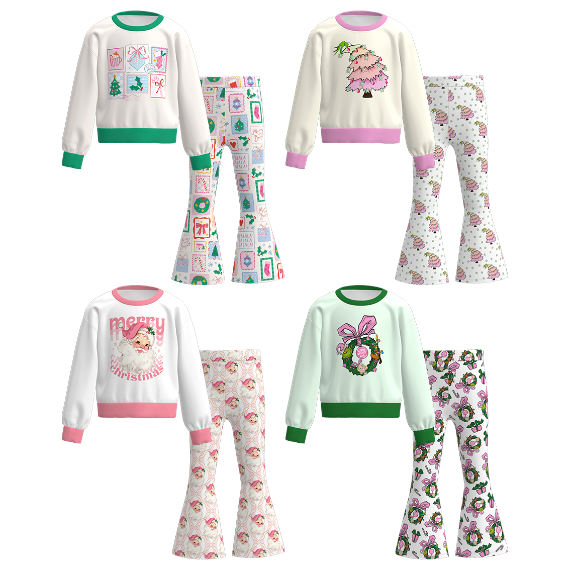 （Pre Order）Girls Christmas Print Outfit Set
