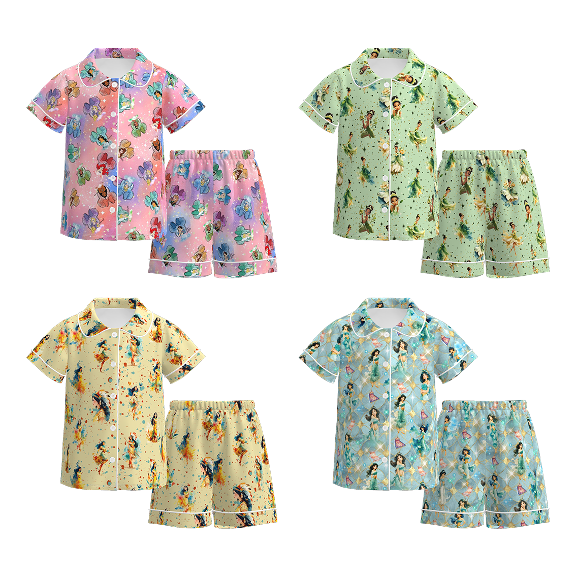 （Pre Order）Girls Spring&Summer Princess Print Pajamas