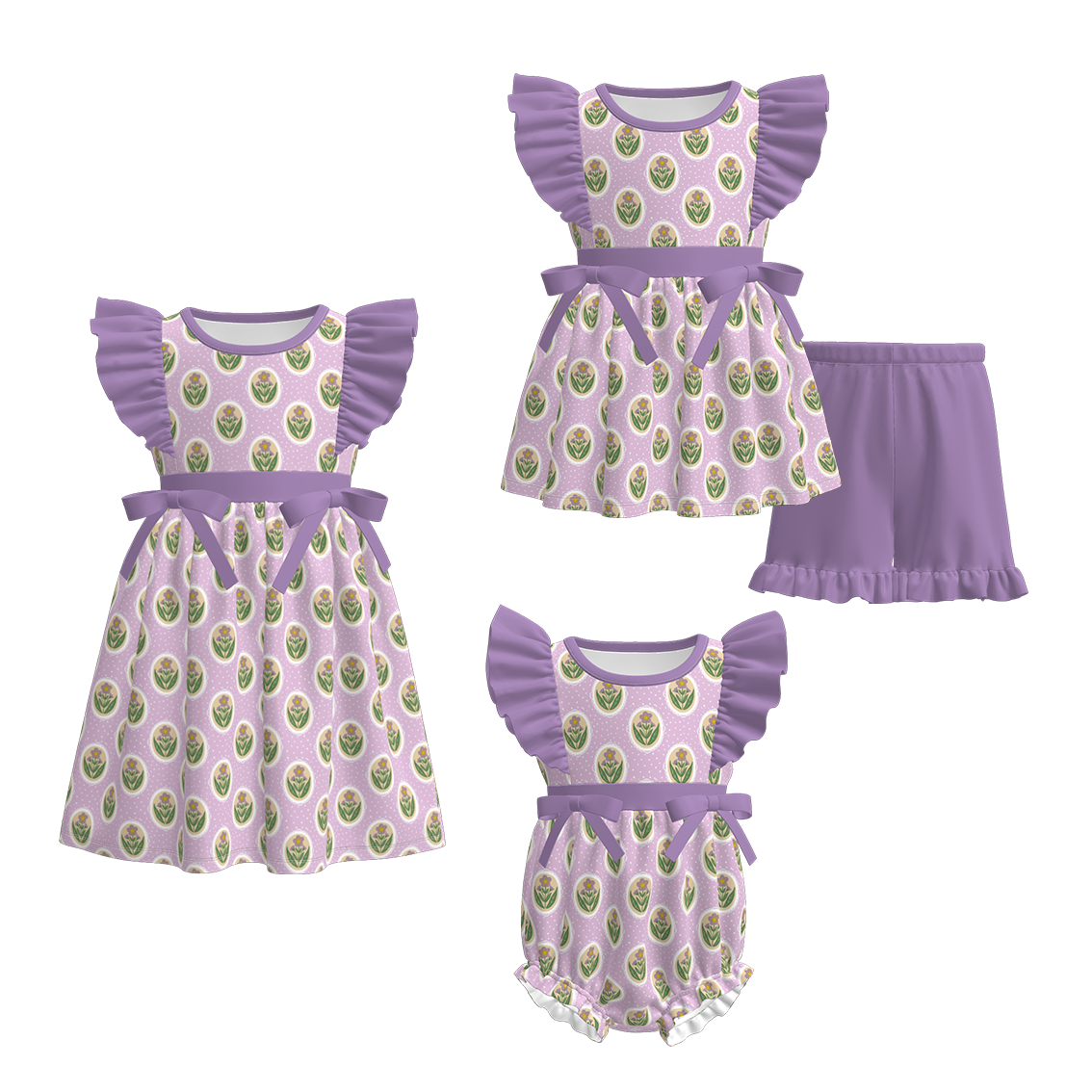 （Pre Order）Sisters Spring&Summer Floral Print Dress,Set&Romper