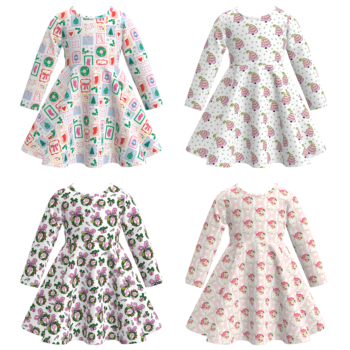 （Pre Order）Girls Christmas Print Dress