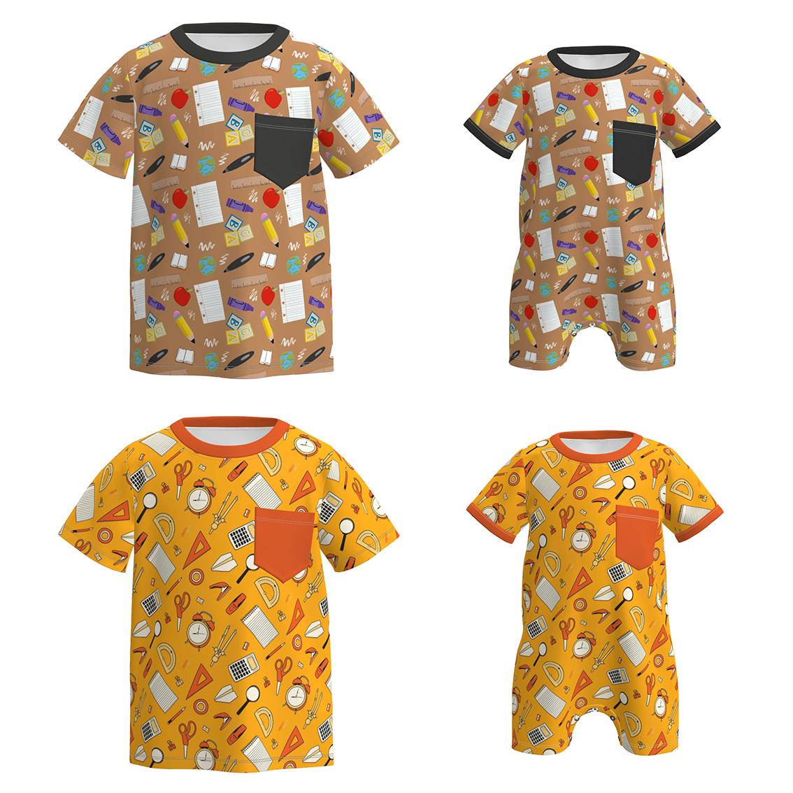（Pre Order+Prepack Zone）Brothers Summer Back To School Print Top&Romper