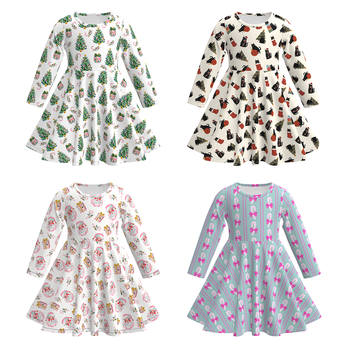 （Pre Order）Girls Christmas Print Dress