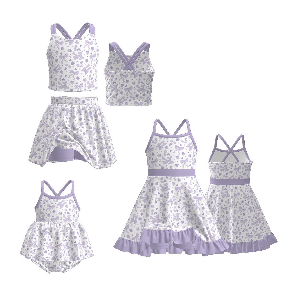 （Pre Order）Sisters Spring&Summer Bow Print Dress,Set&Romper