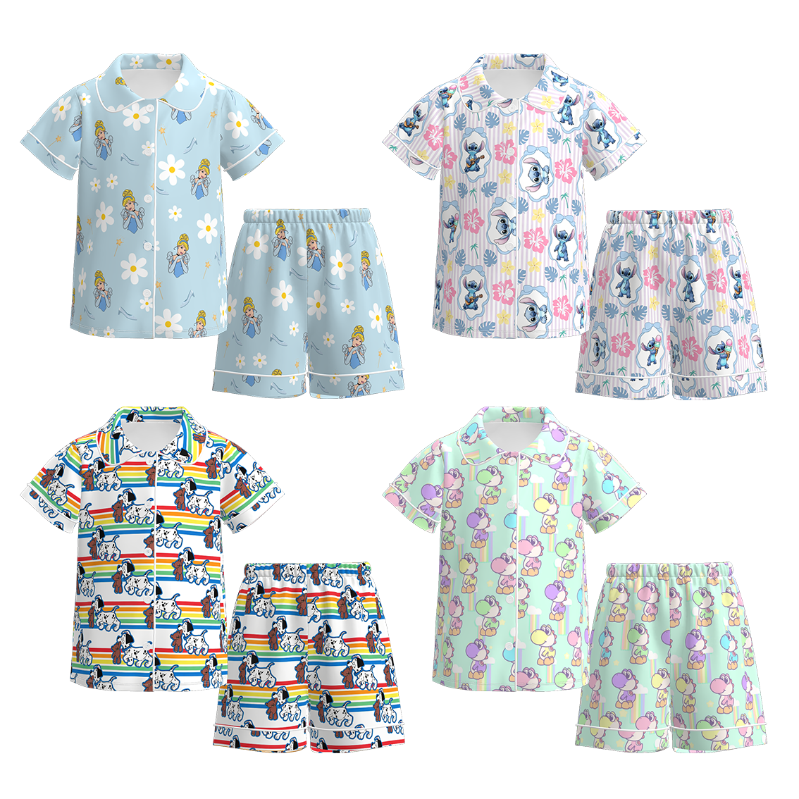 （Pre Order+Prepack Zone）Girls Summer Princess&Cartoon Print Pajamas（Mix Size）