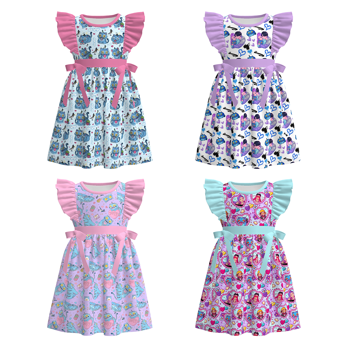 （Pre Order）Girls Valentine's Day Movie Character Print Dress