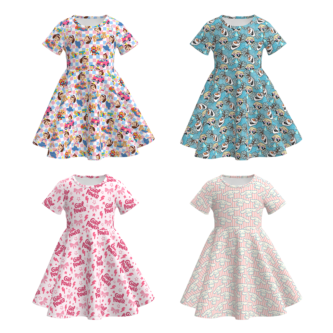 （Pre Order+Prepack Zone）Girls Summer Cartoon Print Dress