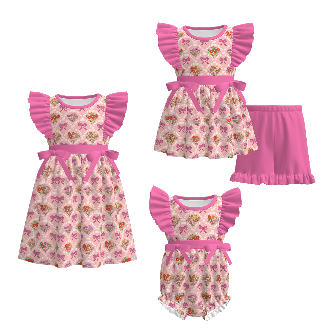 （Pre Order）Sisters Spring&Summer Floral Print Dress,Set&Romper