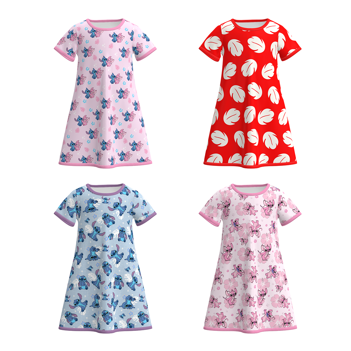 （Pre Order）Girls Spring&Summer Cartoon Print Pajamas Dress