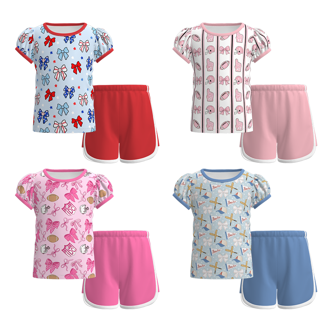 （Pre Order）Girls Spring&Summer Sports Print Shorts Set