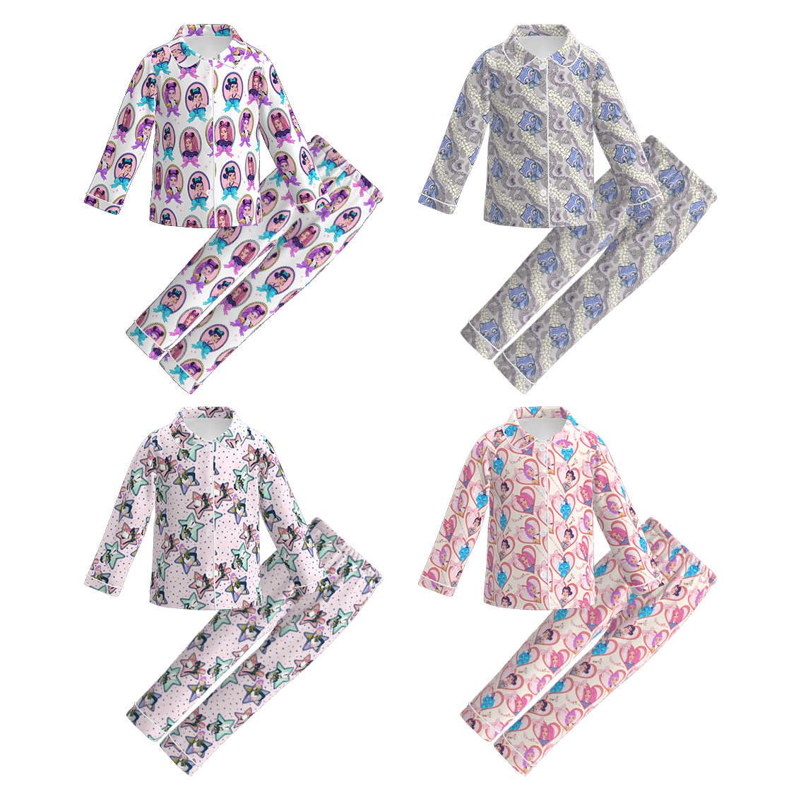 （Pre Order）Girls Spring&Summer Movie Character Print Pajamas